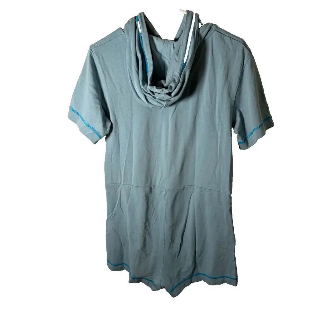 Nike Romper Women's Small Blue One Piece Hoodie 1/4 Zip Sweatshirt Short Sleeve